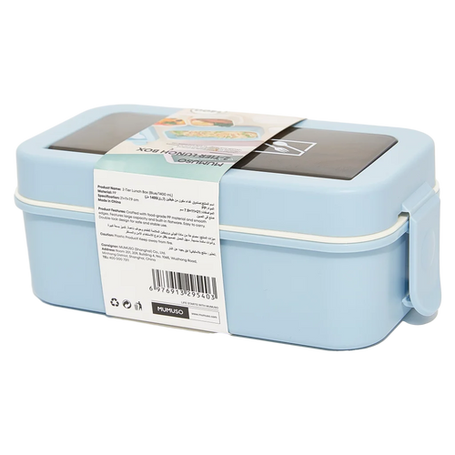 2-stöckige Lunchbox aus PP, 1400 ml (Blau)