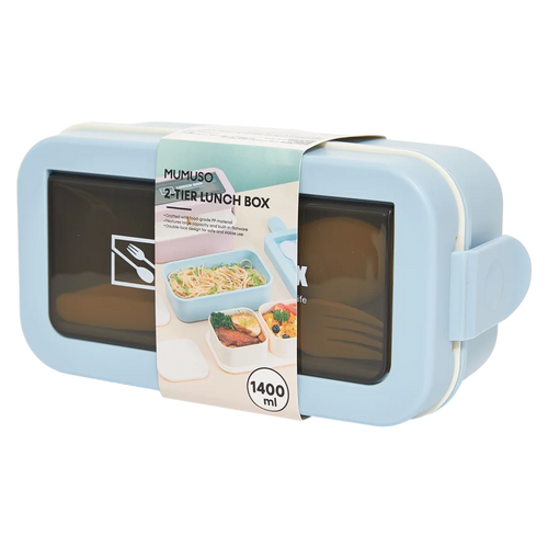 2-stöckige Lunchbox aus PP, 1400 ml (Blau)