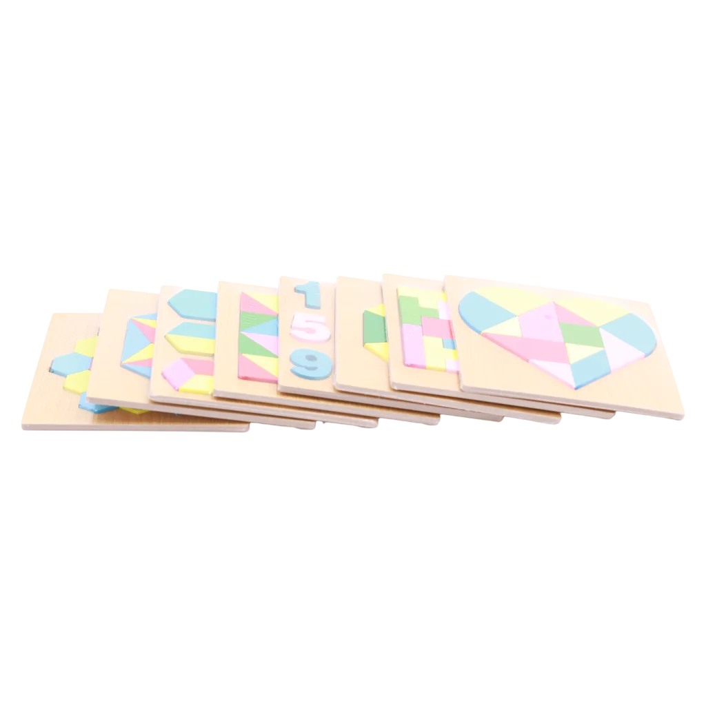2D Holzpuzzle für Kinder aus Sperrholz, Mehrfarbig