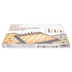 3-in-1 Brettspiel-Set aus Holz mit Schach, Dame und Leiterspiel (Natur)