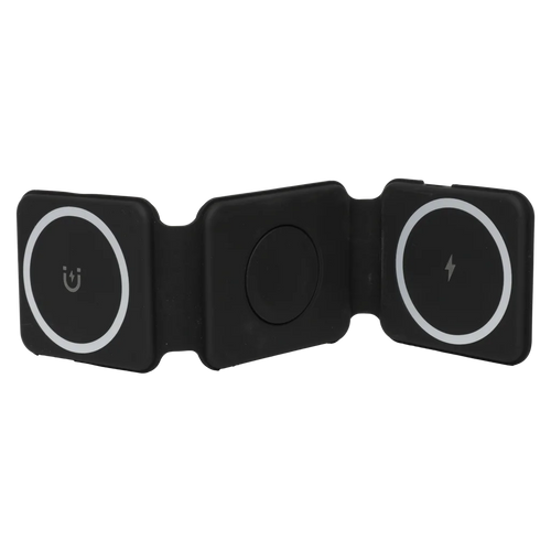 3-in-1 faltbare Wireless-Ladestation aus ABS und Silikon (Schwarz)