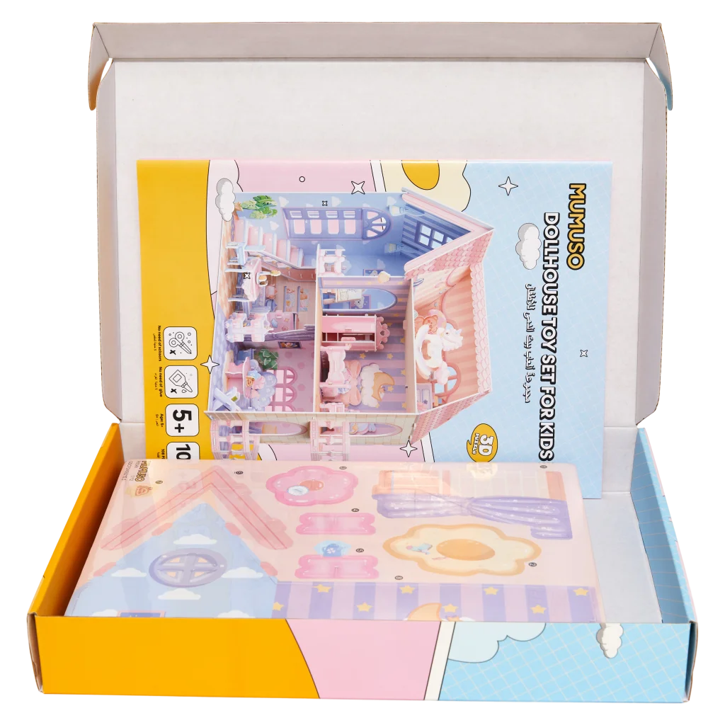 3D-Puppenhaus-Bauset aus Weißkarton, 108 Teile (Mehrfarbig)