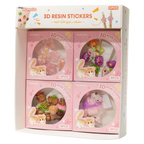 8-teiliges 3D-Resin-Sticker-Set mit verschiedenen Designs (Rosa/Lila/Beige/Bunt)