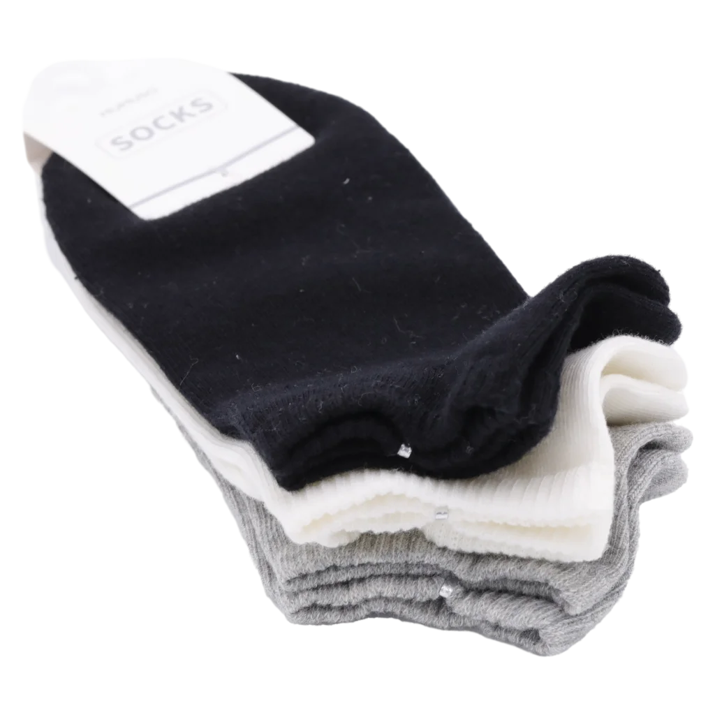 3er-Pack Damen Sneakersocken aus Baumwolle (Schwarz/Weiß/Grau)