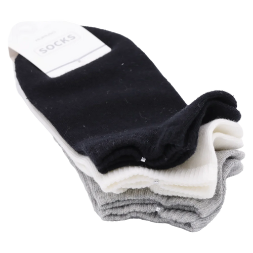 3er-Pack Damen Sneakersocken aus Baumwolle (Schwarz/Weiß/Grau)