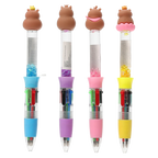 4-Farben-Kugelschreiber mit Capybara-Design (Hellblau/Lila/Rosa/Gelb)