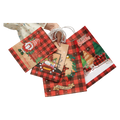 4-teiliges Geschenktaschen-Set mit Weihnachtsbaum-Design (Rot/Grün/Natur)