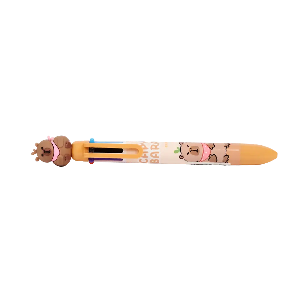 6-farbiger Druckkugelschreiber mit Capybara-Design (Mehrfarbig)