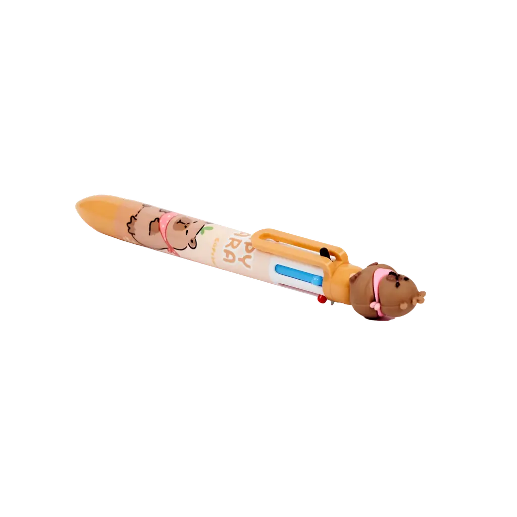6-farbiger Druckkugelschreiber mit Capybara-Design (Mehrfarbig)