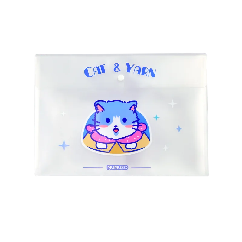 A4 Dokumententasche mit Druckknopfverschluss und Katzen-Design (Transparent)