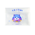 A4 Dokumententasche mit Druckknopfverschluss und Katzen-Design (Transparent)