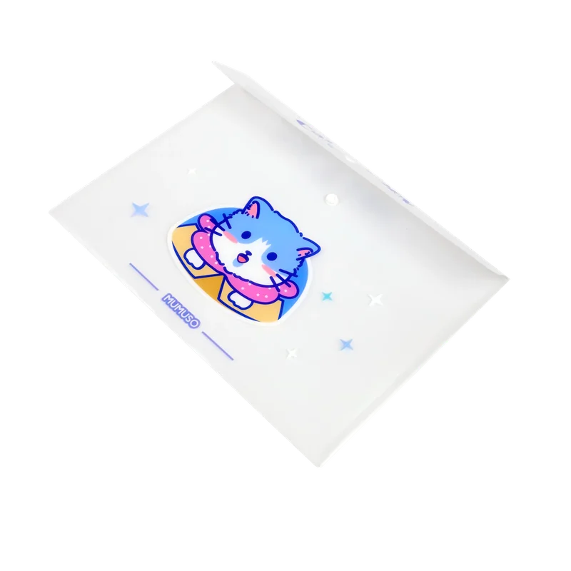 A4 Dokumententasche mit Druckknopfverschluss und Katzen-Design (Transparent)