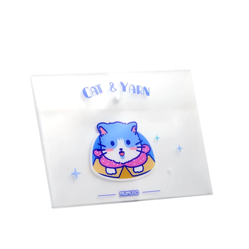 A4 Dokumententasche mit Druckknopfverschluss und Katzen-Design (Transparent)