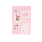 A5 Notizbuch mit Katzen-Design und Fadenbindung (Rosa)