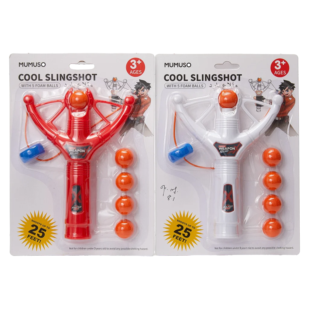 ABS Schleuder mit 5 Schaumstoffbällen, Outdoor-Spielzeug (Rot/Weiß)