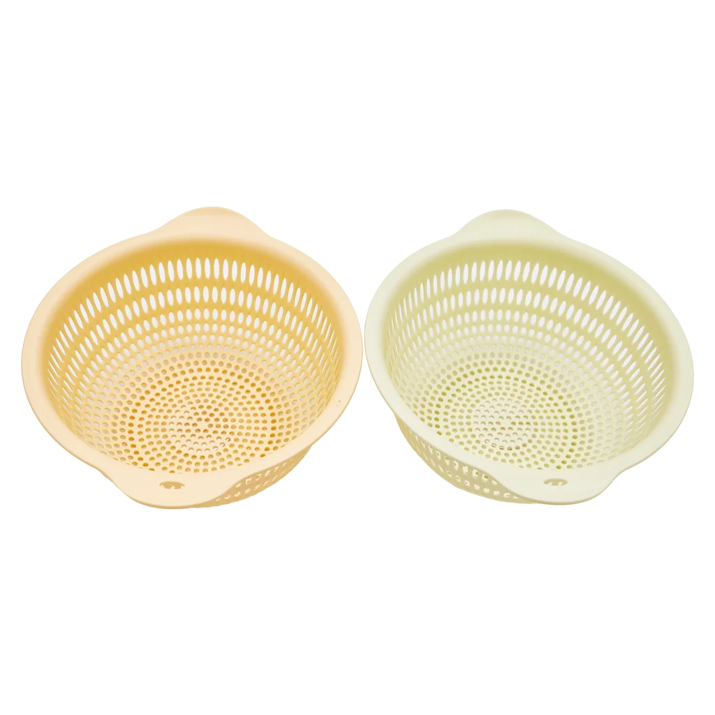 Kunststoff-Abtropfsieb, mittelgroß (Beige/Gelb) für Gemüse, Obst und Geschirr
