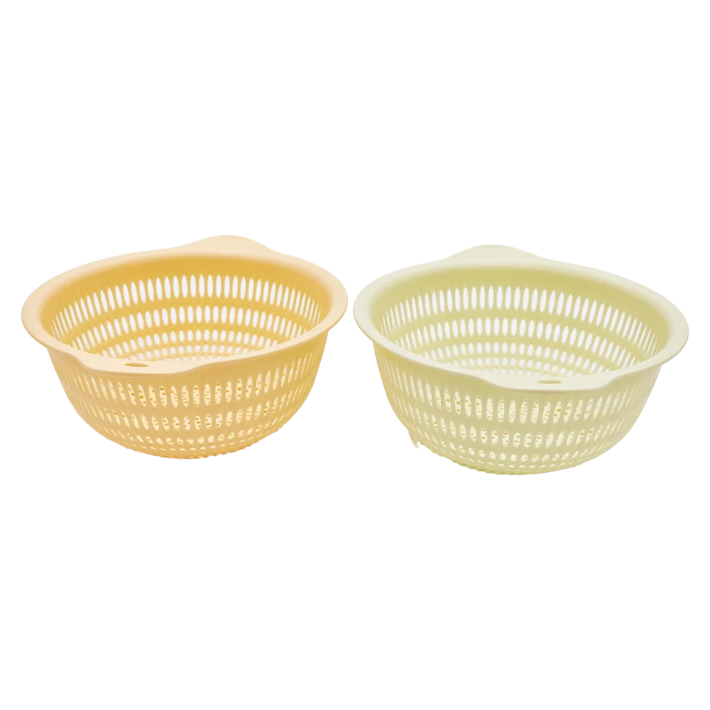 Kunststoff-Abtropfsieb, mittelgroß (Beige/Gelb) für Gemüse, Obst und Geschirr