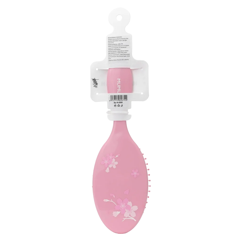 Air Cushion Haarbürste aus Kunststoff mit Kirschblüten-Design, L (Rosa)