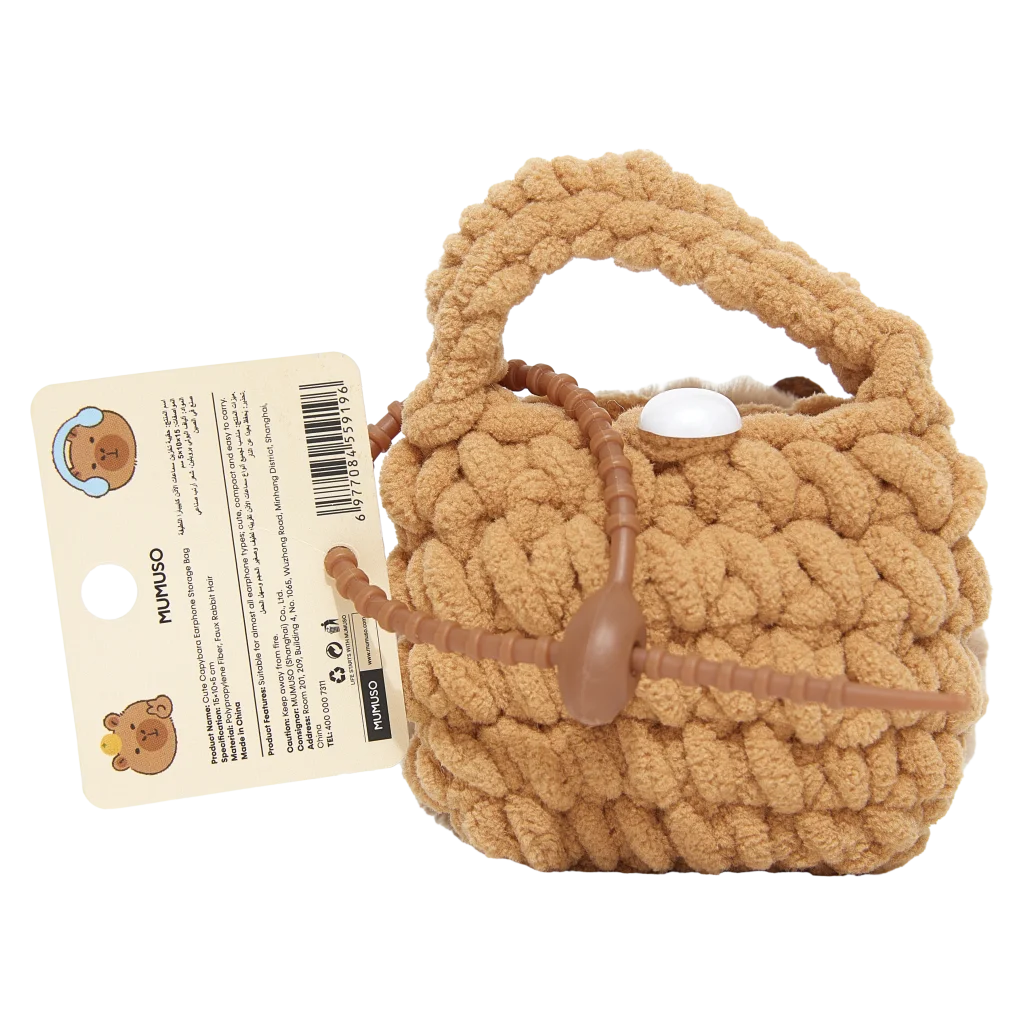 Kompakte Aufbewahrungstasche für Kopfhörer mit Capybara-Design (Hellbraun)