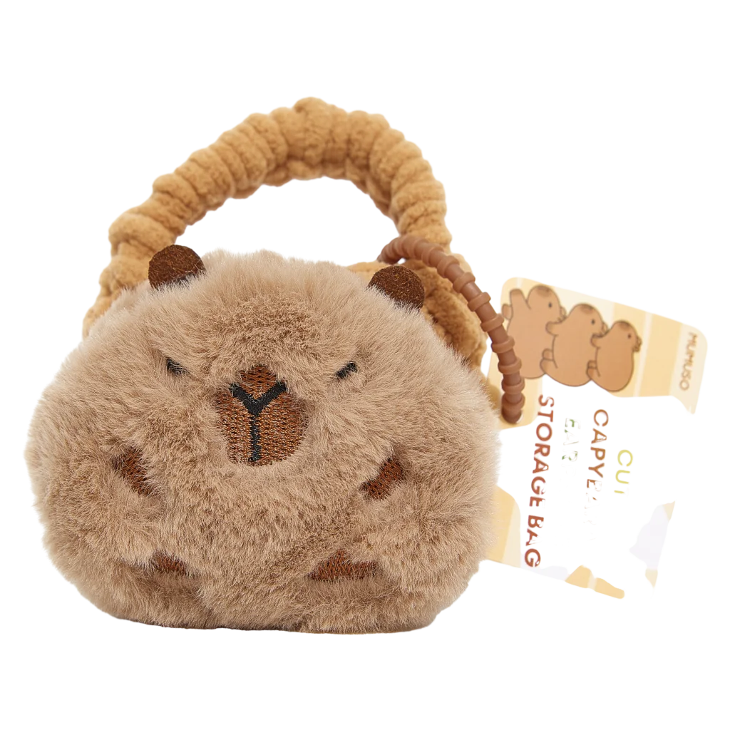 Kompakte Aufbewahrungstasche für Kopfhörer mit Capybara-Design (Hellbraun)