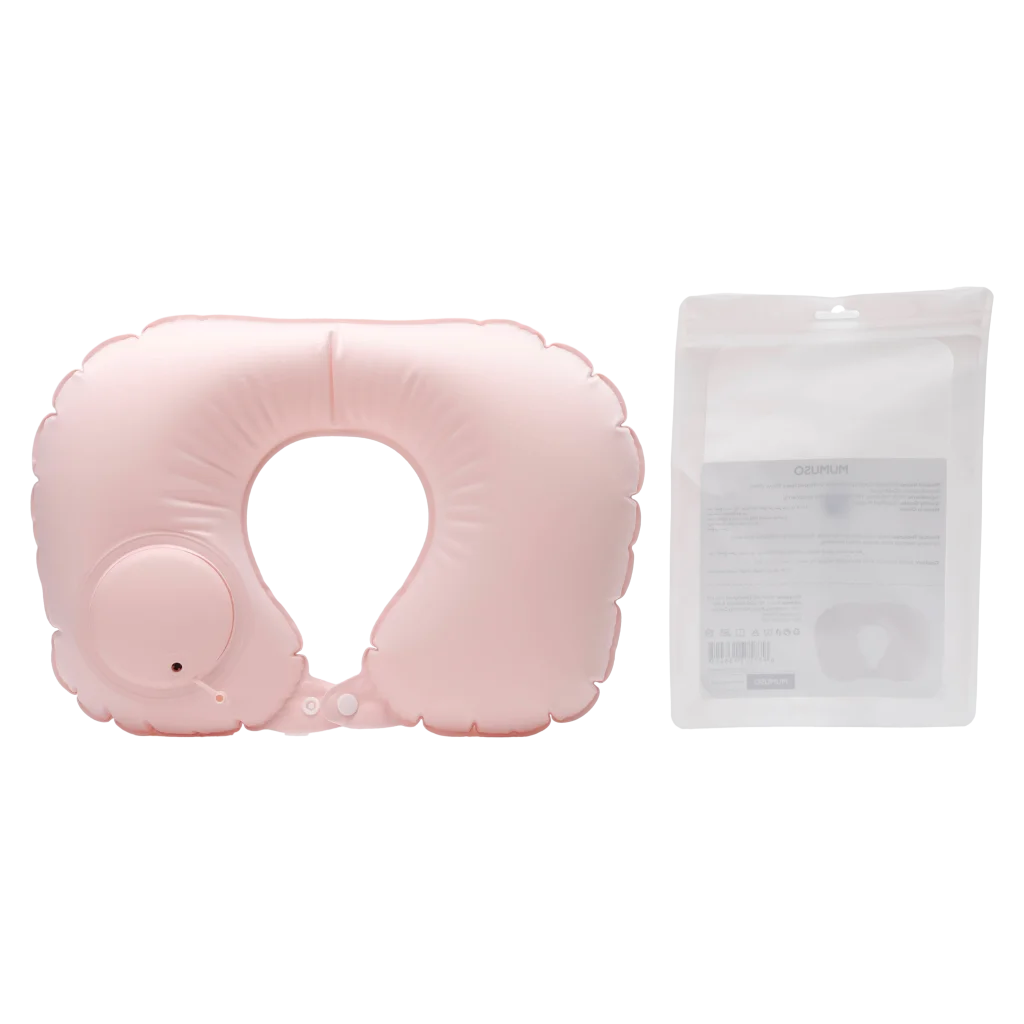 Aufblasbares U-förmiges Nackenkissen aus Polyester/TPU (Rosa)
