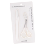 Augenbrauen-Set Schere &amp; Rasierer aus Edelstahl/PP für präzise Pflege (Weiß)