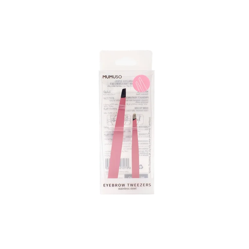 Augenbrauenpinzetten-Set aus Edelstahl für präzises Augenbrauenzupfen (Rosa)