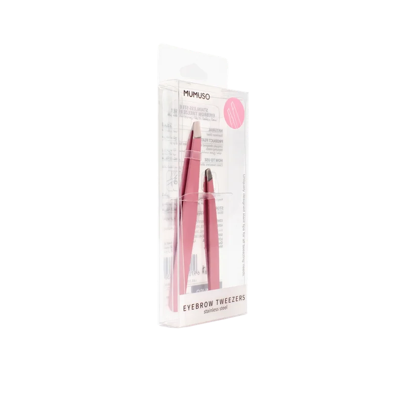 Augenbrauenpinzetten-Set aus Edelstahl für präzises Augenbrauenzupfen (Rosa)