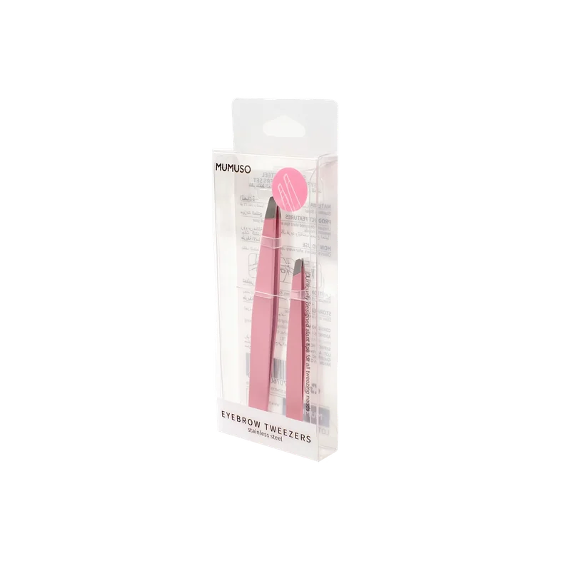 Augenbrauenpinzetten-Set aus Edelstahl für präzises Augenbrauenzupfen (Rosa)