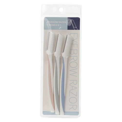 3er-Pack Augenbrauenrasierer mit Präzisionsschutz für Augenbrauenstyling (Beige/Grau/Rosa)