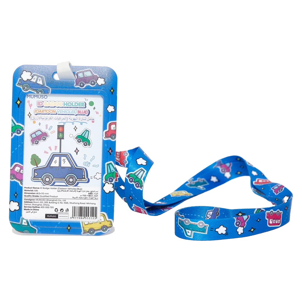 Ausweishalter mit Cartoon-Fahrzeuge-Design (Blau)