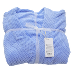 Langer Bademantel aus strukturiertem Polyester-Polyamid, mit kurzen Ärmeln (Blau)