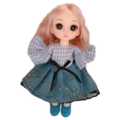 Ball-Jointed Doll als Schlüsselanhänger, 15 cm mit Karokleid-Design (Blau)