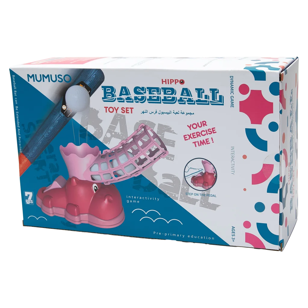 Baseballspielzeug-Set aus PP mit Nilpferd-Design (Blau/Pink)