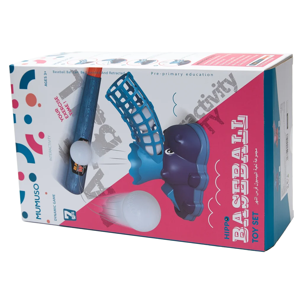 Baseballspielzeug-Set aus PP mit Nilpferd-Design (Blau/Pink)