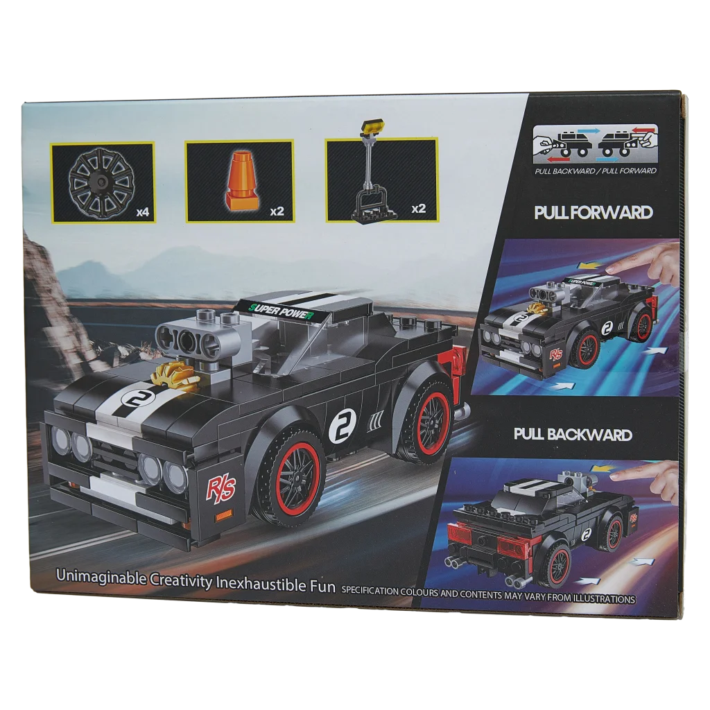 Baukasten Rennauto aus ABS, 212 Teile (Schwarz)