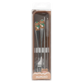 4-teiliges Edelstahl-Besteckset mit Katzen-Design, inklusive Bürste und Box (Dunkelbraun)