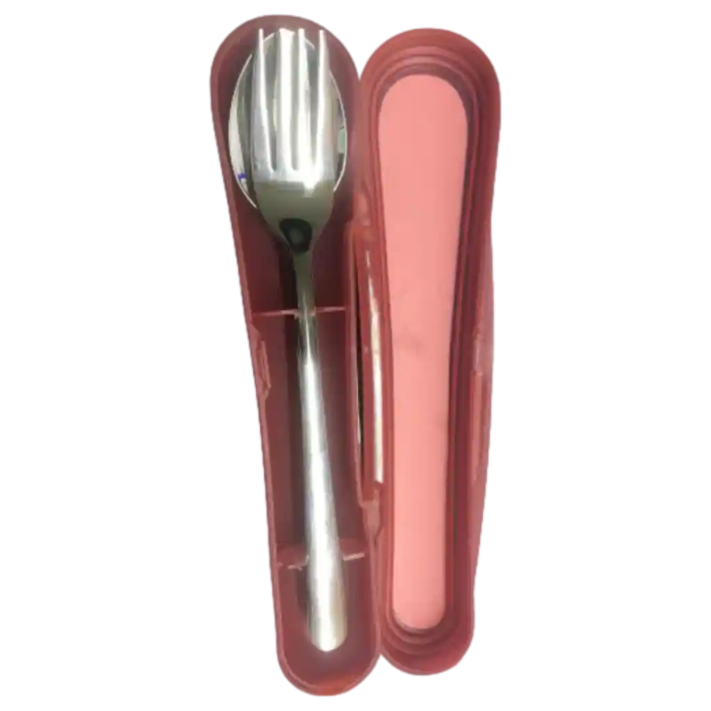 2-teiliges Edelstahl-Besteckset mit Aufbewahrungsbox (Rosa)