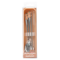 4-teiliges Edelstahl-Besteckset mit Katzen-Design in Aufbewahrungsbox (Light Coffee)
