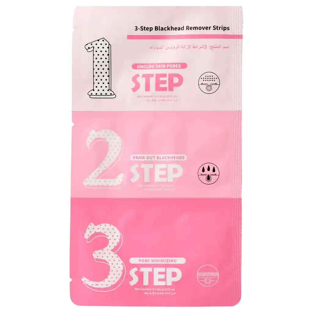 3-Stufen-Mitesserentferner Strips für die Nase (Rosa/Pink)