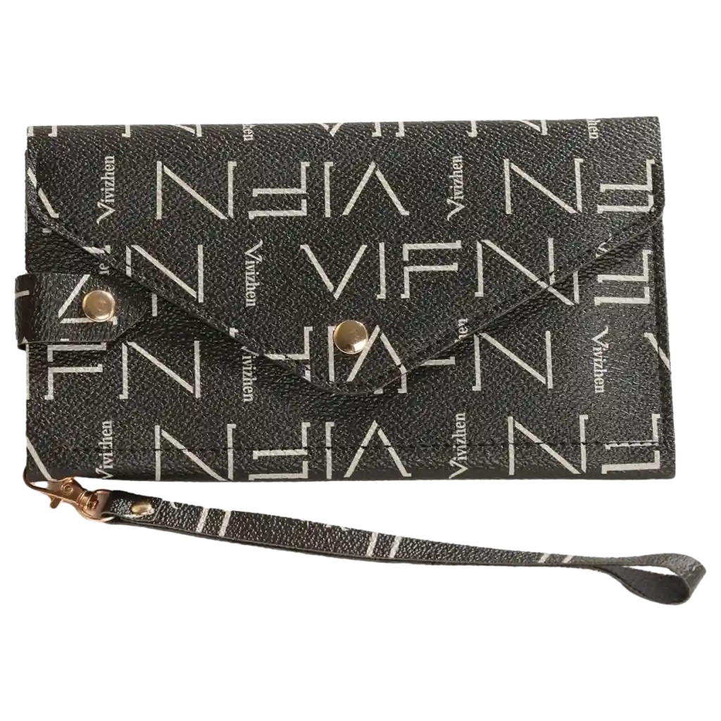 Trifold Geldbörse aus Kunstleder mit grafischem Print (Schwarz)