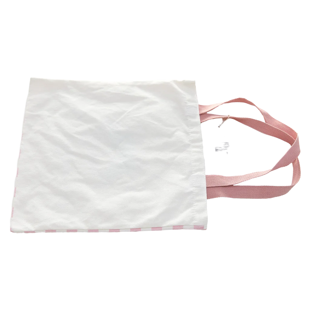 Canvas Schultertasche mit Katzen-Design, kariert (Rosa)