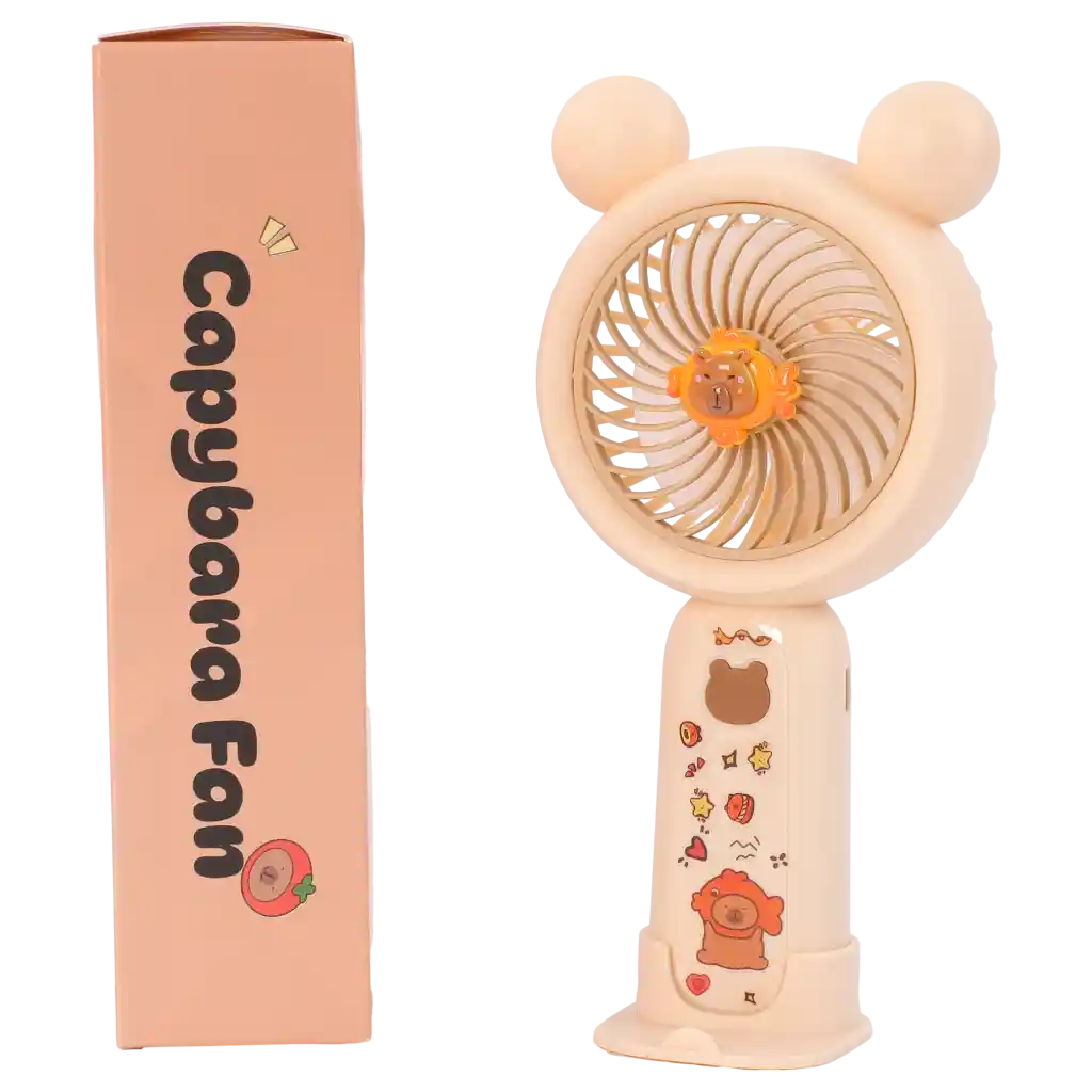 Tragbarer Handventilator aus Kunststoff mit Capybara-Design (Beige)