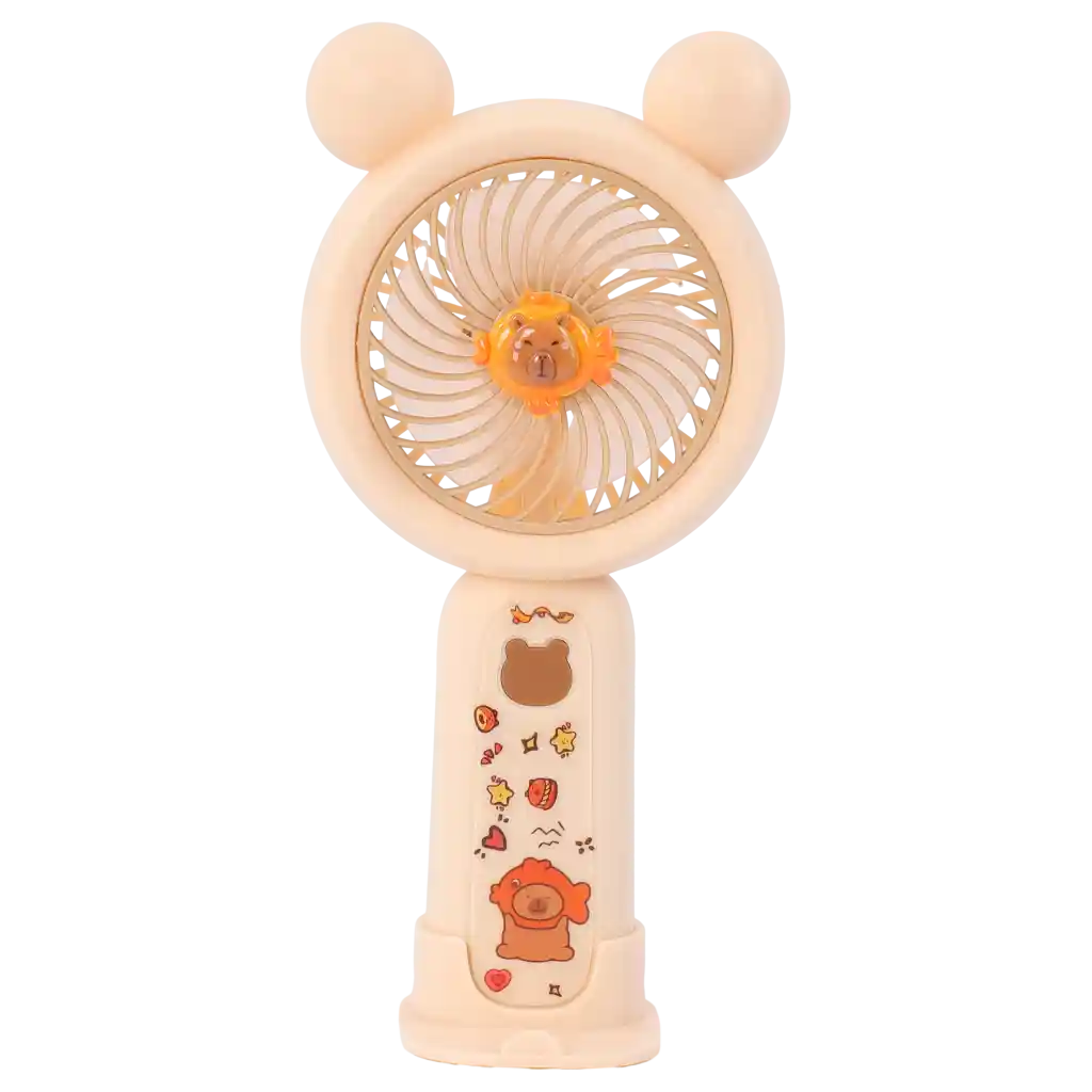 Tragbarer Handventilator aus Kunststoff mit Capybara-Design (Beige)