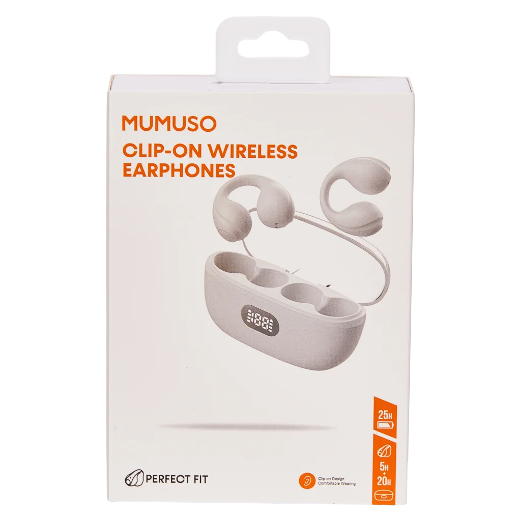 Clip-On Bluetooth-Kopfhörer, kabellos mit Ohrbügel (Weiß)