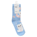 Crew-Socken Damen mit Katzen-Design (Blau)