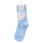 Crew-Socken Damen mit Katzen-Design (Blau)