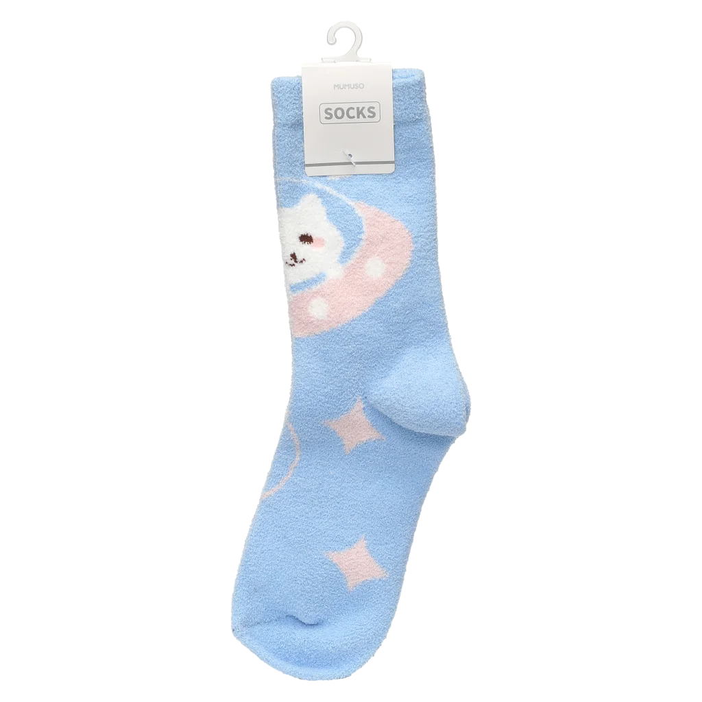 Crew-Socken Damen mit Katzen-Design (Blau)