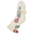 Crew Socken Damen mit Smiley-Design und Pompon (Beige)