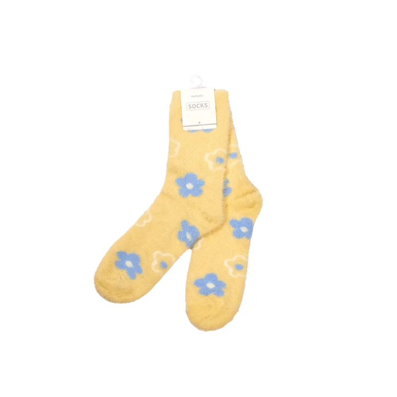 Crew Socken für Damen mit Blumen-Print (Gelb)